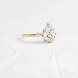 Bague de fiançailles en argent 925 avec moissanite incolore vintage, coupe poire, élégante, inspirée du style vintage, alliance - Product Image 6