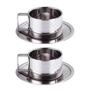 Classical Milano Moka Espresso 180ml Juego de tazas de café de acero inoxidable de doble pared con aislamiento de metal con asa Estilo de lujo - Product Image 3