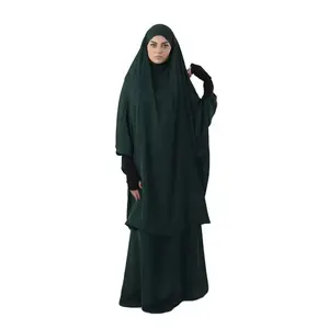 高品质新款迪拜风格阿巴亚伊萨尔米奇时尚伊斯兰连衣裙两件套吉尔巴布女士定制尺寸