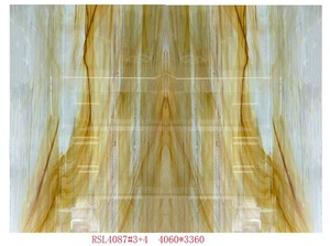Paneles de Cuarzo de Lujo de Brasil, Diseño Book Match Gold Coast, Cuarzo Ámbar Dorado, Cuarzo Blanco Dorado para Isla - Product Image 3