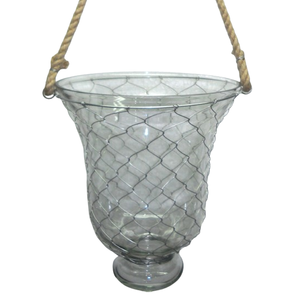 Linterna de huracán colgante única 2025, tarro de cristal de trabajo de ratán de alambre de Metal de alta calidad, artesanía rústica para ocasiones navideñas - Product Image 5