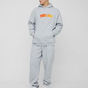 Alta calidad 100% algodón 400 GSM Mens Streetwear chándal personalizado Puff impresión Logo Heavyweight Hoodie & Sweatpants para hombres - Product Image 4