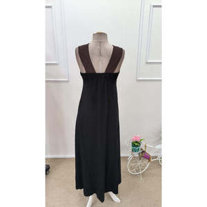 Vestido Largo Bicolor de Viscosa para Mujer con Detalle Cruzado en la Parte Delantera, 36878 - Negro - Product Image 5