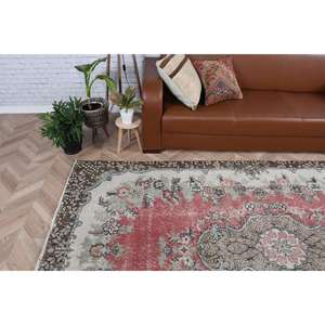 พรมขนาด 5.4x9.3 ฟุต, พรมวินเทจ, พรมขอบผ้าขนสัตว์สีแดงตุรกี - Product Image 3