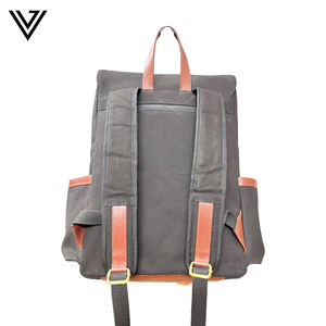 Sac à dos magnétique en cuir de vache en toile avec logo contrasté Design Portefeuille court en coton aux couleurs noir Olive Tan pour le travail de voyage - Product Image 2