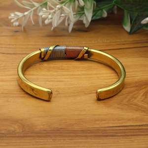 Minimalist Brass Cuff <b>Bracelet</b>, Handmade Wire Wrapped Bangle, <b>Adjustable</b> Open Cuff, Mixed Metal Jewelry Chic <b>Bracelet</b> Gift - Product Image 5