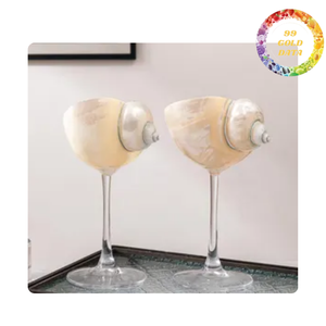 Copa de vino Turbo Shell hecha a mano | Artículo único para restaurante/decoración del hogar y regalo | Origen de Vietnam - Product Image 3