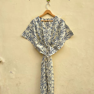 Vestido Kfatan de algodón 100% hecho a mano indio para mujer, ropa de dormir informal con estampado Floral, ideal para vacaciones en la playa de invierno, otoño y primavera - Product Image 1