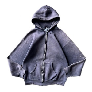 Custom Trendy New Fashion Streetwear Oversize Heavyweight 100% Cotton Acid Wash Hoodies Distressed Zip up Vintage Hoodie para hombres - Product Image 4