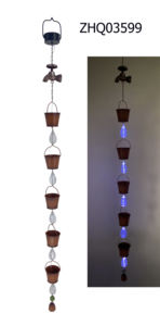 Cadena de Lluvia de Metal Hecha a Mano para Techo Exterior, Cadena Decorativa para Flujo de Agua para Decoración de Jardín - Product Image 2