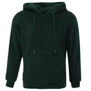 Sweat à capuche en polaire premium pour homme avec poche kangourou en tissu Teddy, chaud, style streetwear décontracté pour l'hiver. - Product Image 3