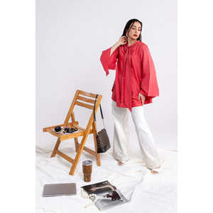 Túnica de Algodón y Viscosa Teñida IPS-44133 con Elegante Decoración de Lazo - Product Image 3