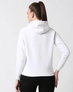 Sudadera con Capucha para Mujer, Blanca, de Forro Polar Suave y Cálido, Manga Larga, Bolsillo Tipo Canguro, Estampado Personalizado en la Parte Delantera, Transpirable, Informal, para Otoño - Product Image 3