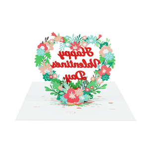 Kiricard การ์ดป๊อปอัพวันวาเลนไทน์, 3D กุหลาบแดงงานฝีมือโค้งรูปหัวใจกระดาษตั้งพิมพ์ลายความรักที่ทันสมัย - Product Image 5