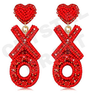 Pendientes de cuentas DRUNK para mujer, Día conmemorativo patriótico, Material de tela de Color naranja, blanco y azul - Product Image 3