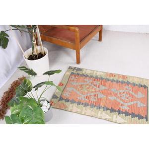 พรมคิลิมตุรกีวินเทจ ขนาด 2.1x3.2 ฟุต สีส้ม ลายต้นไม้และพืชขนาดเล็ก ทำจากขนสัตว์ - Product Image 2