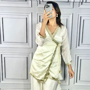 คอลเลกชันปาลาซโซผ้าไหมคางสำหรับผู้หญิงชุดปาร์ตี้เย็บอย่างเต็มที่ - Product Image 1