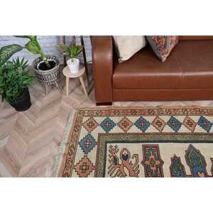 พรมวินเทจขนาด 5.9x7.9 ฟุต สีน้ำเงินลายปะติดปะต่อแบบตุรกี ทำจากขนสัตว์ - Product Image 2