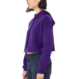Sudadera con Capucha Corta y Holgada con Hombros Caídos, 100% Algodón, Sudadera Corta para Gimnasio, Informal para Mujer - Product Image 1