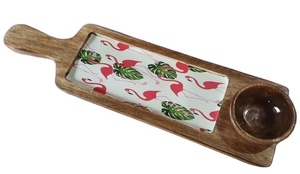 ถาดไม้มะม่วงเคลือบด้วยเรซิ่นพร้อมชามไม้ขนาดเล็กถาดเสิร์ฟทรงสี่เหลี่ยมผืนผ้าพิมพ์ลายดิจิทัลสำหรับสลัดผลไม้ทะเลทรายซอสอาหาร - Product Image 4