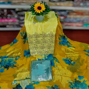 Tissu en chiffon somalien Fransawi Dirac de qualité supérieure, dernier cri, avec motif floral contrastant et paillettes complexes pour événements spéciaux - Product Image 1