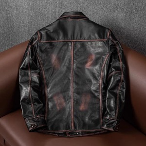 แจ็กเก็ตผ้าใบหนังแกะสำหรับผู้ชายเสื้อแจ็กเก็ตผู้ชายทำด้วยมือยาวแบบย้อนยุคทำด้วยมือแบบเก่ากันน้ำระบายอากาศได้ - Product Image 3