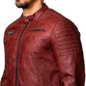 Vestes en cuir pour hommes avec étiquette personnalisée Offres Spéciales de taille confortable à bas prix fabriqué en usine pour les vestes en cuir pour hommes - Product Image 6