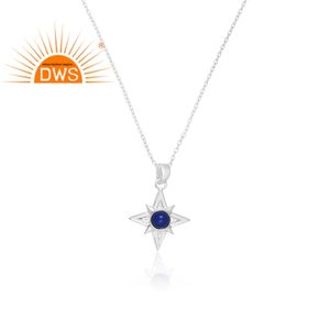 Latest Selling 925 <b>Sterling</b> <b>Silver</b> Natural Lapis Gemstone Pendant Necklace Custom Jewelry <b>For</b> <b>Women</b> Gift <b>For</b> Her - Product Image 2