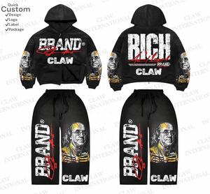 High Quality 500gsm Winter Two Piece Baggy Sweatpants and Hoodie Set Custom Heavyweight Oversized <b>Pullover</b> Hoodie <b>Men</b> Tracksuits - Product Image 1