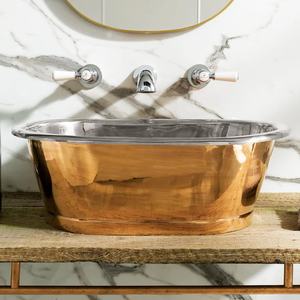 Bañera de metal de alta calidad para el hogar y los agujeros utilizan lavabo de cobre hecho a mano - Product Image 2