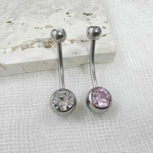 ASTM F136 G23 titaniumg xuyên bên ngoài chủ đề Vòng CZ rốn rốn rốn rốn Vòng 10-12-14mm dài cho phụ nữ người đàn ông - Product Image 6