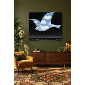 Fida Ren Magritte Impression sur toile d'un oiseau enceinte de nuages dans le ciel nocturne - Product Image 1