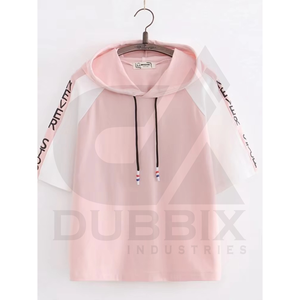 T-shirt à capuche de nouveau style pour filles 100% coton Logo de couleur de conception d'autocollant personnalisable - Product Image 3