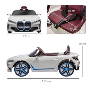 Coche Eléctrico para Niños HOMCOM de 3-6 Años con Licencia BMW con Control Remoto, Bocina y Faros, 115x67x45 cm, Blanco - Product Image 3