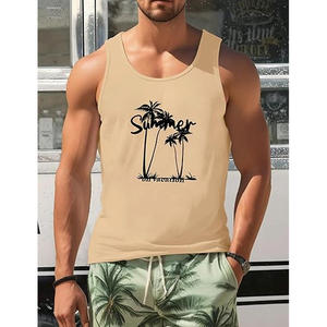 Camisetas sin mangas informales para hombre de algodón 100% al por mayor cómodas opciones de talla grande con logotipo personalizado transpirable de color sólido - Product Image 1