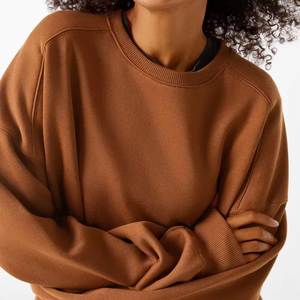 เสื้อฮู้ดแบบสวมหัวสำหรับผู้หญิงผ้าฝ้าย100% มีฮู้ดพิมพ์โลโก้แบบกำหนดเองฤดูหนาวคอลูกเรือฤดูหนาวไหล่ตกสไตล์ใหม่ - Product Image 6