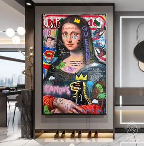 Gambar Grafiti Lisa Queen Poster Pop Dinding Seni Gambar dan Cetakan Kanvas Lukisan untuk Rumah Ruang Tamu Dekorasi R Caudros Kanvas