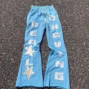 Pantalons de survêtement pour hommes, tendance streetwear, broderie personnalisée, molleton lourd, imprimé en relief, pantalon évasé, OEM - Product Image 5