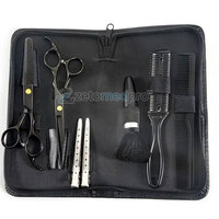 Kit de barbier professionnel 3 pièces en acier inoxydable, ciseaux de coupe de cheveux légers et tranchants, peigne, ciseaux à effiler pour salon et usage domestique