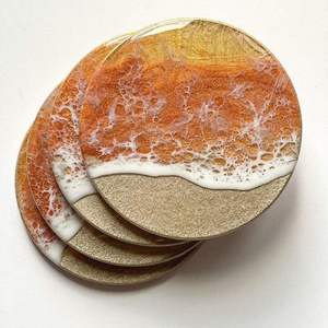 Handmade <b>resin</b> coasters with pastel layered marble <b>epoxy</b> mats perfect <b>for</b> modern home dining <b>table</b> office and gift sets - Product Image 6
