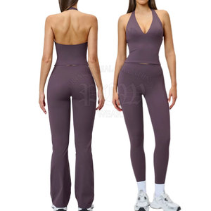 Ensemble de yoga premium pour femme, 2 pièces, taille haute élastique, léger, en Spandex/Nylon, personnalisable, pour la maison et le studio - Product Image 6