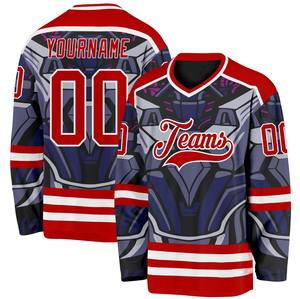 Jersey de Hockey sobre Hielo Unisex para Equipos Adultos - Nombre y Números del Equipo Personalizados, Impresión por Transferencia de Calor, Antibacteriano, Secado Rápido, 100% Poliéster - Product Image 1