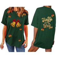 Fabricant de gros T-shirt décontracté à paillettes personnalisé pour femmes, coupe ample avec paillettes pour la fête de Noël