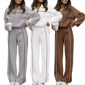 Best Selling Women's Casual Winter Jogger Set Solid Pattern White XL Size Knitting Fabric Breathable Waterproof Anti-Static - Product Image 1