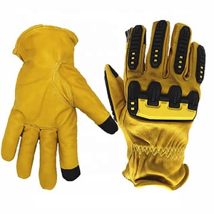 Venta al por mayor Mecánica Cuero TPR Guantes Anti-Vibración Anti-Impacto 5 Guantes resistentes a cortes Guantes de seguridad en el trabajo - Product Image 1