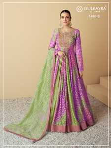 ชุด anarkali มัสลินหนักและ dupatta ลายปัก3มม. ชุดชาวอินเดีย - Product Image 2