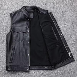 Haute qualité personnalisé hommes gilet en cuir véritable coupe-vent motards gilet à la mode élégant moto veste en gros - Product Image 5