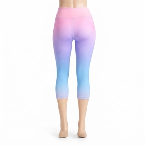 <b>Women</b> <b>Capri</b> <b>Legging</b> Made With Lightweight Stretch Fabric Comfortable Athletic Fit Breathable Structure Quick Dry Properties - Product Image 2