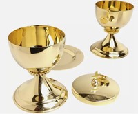 Calice en laiton massif poli Ciboire et Paten 3 pièces pour la sainte communion cérémonie de messe décor d'église approvisionnement religieux