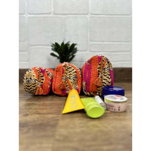Trousse de Toilette et Maquillage Portable Matelassée à Motif Imprimé, Style Bohème Rayé avec Fermeture Éclair, Personnalisable - Product Image 4